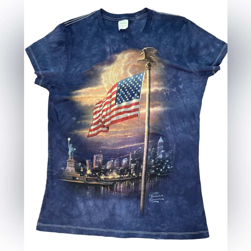 The Mountain New York‎ Patriotic Women's Size Large Short Sleeve Blue T-Shirt